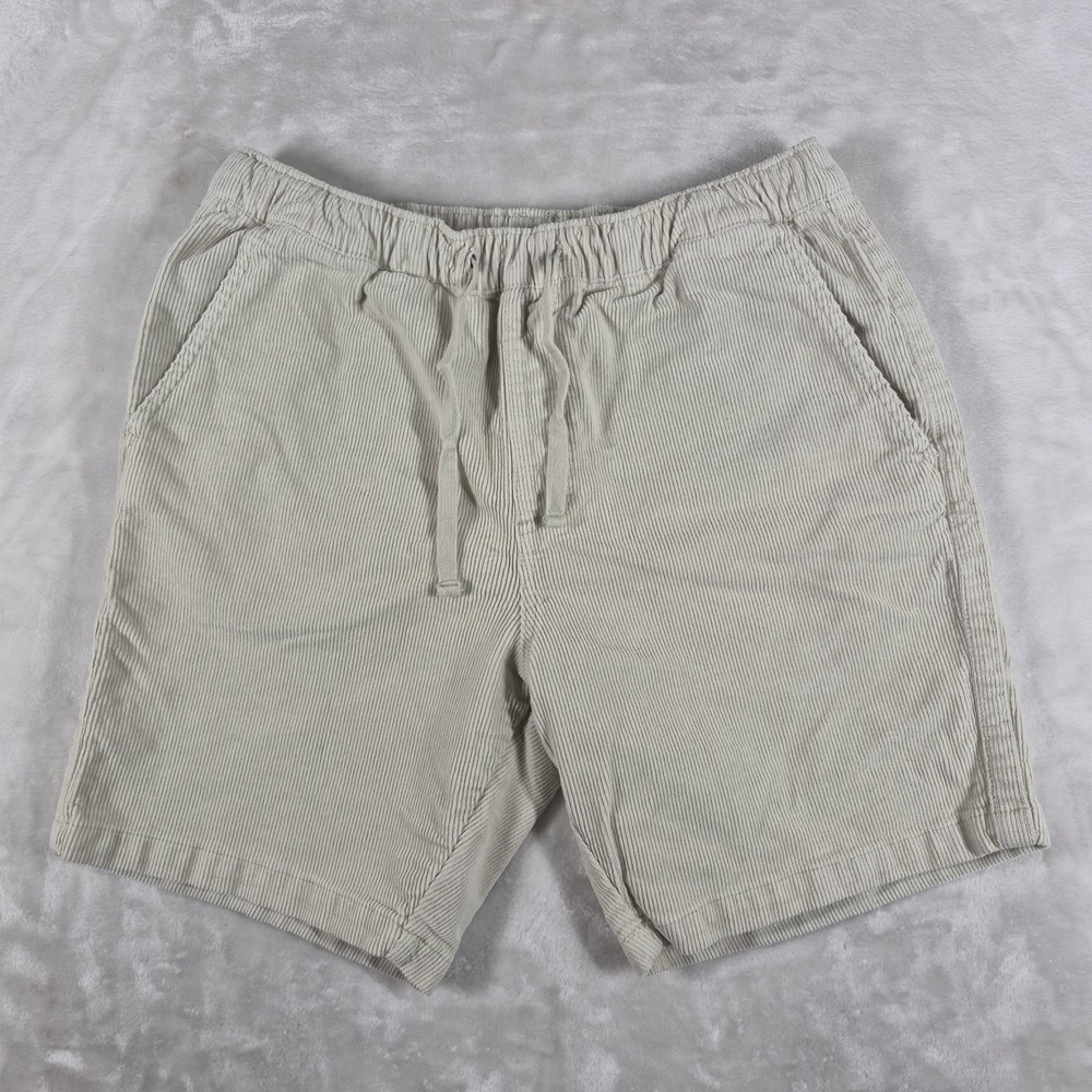Katin Corduroy Shorts Men's Medium Ivory 7" Inseam Drawstrings Elastic Waist